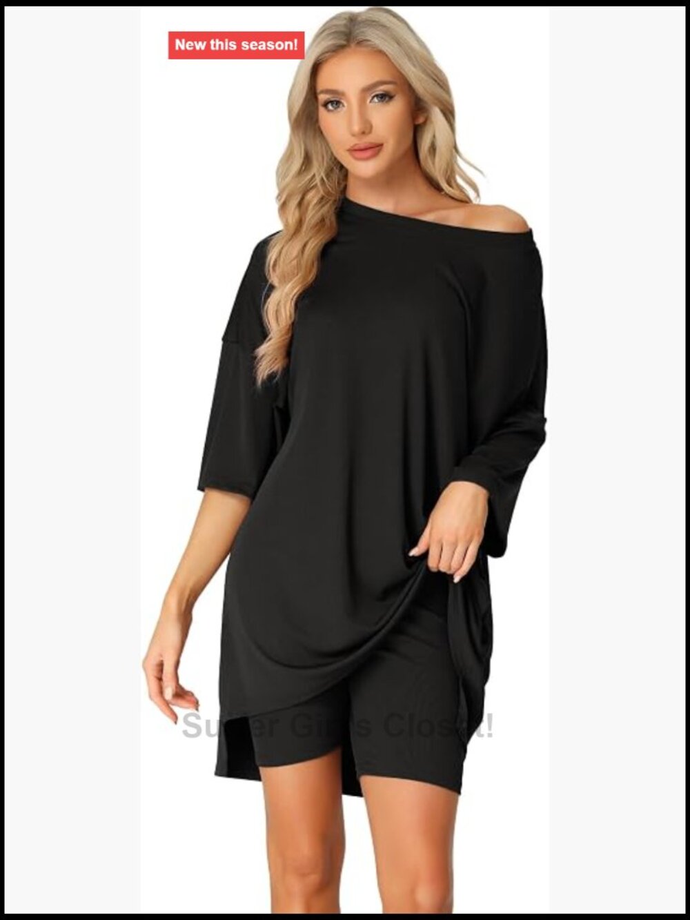 Oversized Lounge Set Plus Size Workout Sweatsuit T-Shirt with Biker Shorts 2